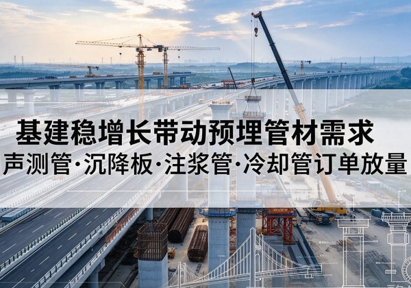 佳木斯基建稳增长带动预埋监测管材需求，声测管、沉降板、注浆管订单持续放量